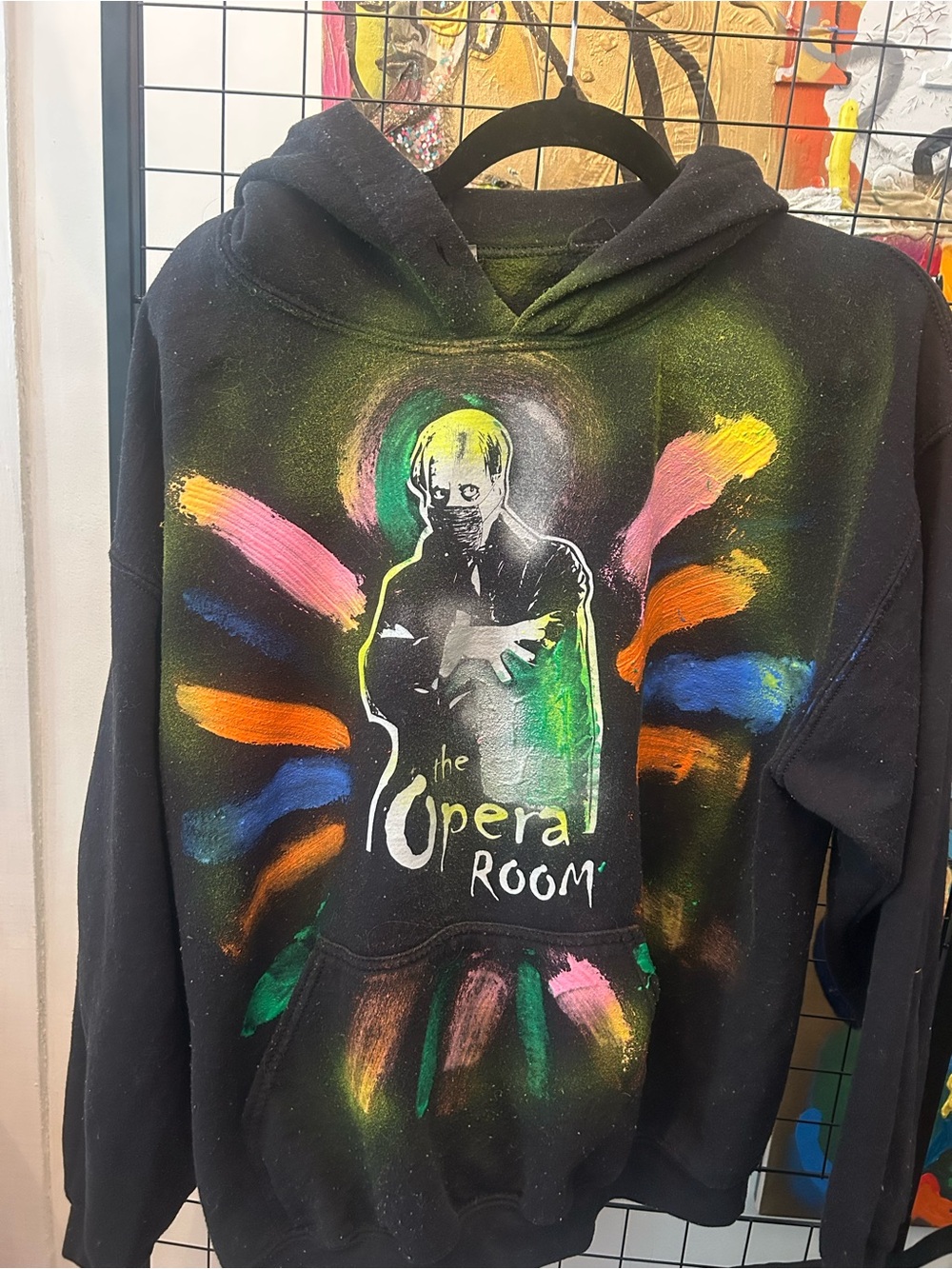 The Opera Room Black Graphic Crewneck Hoodie - Multicolor Spray Design